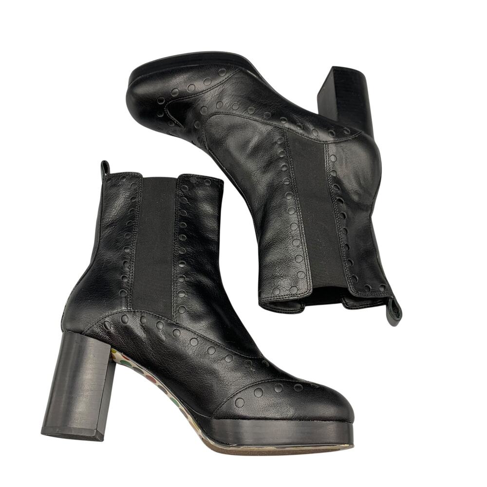 Orla Kiely Clarks Dixie Platform Boots US 9M Black Leather Dark Academia Witchy - Picture 3 of 12